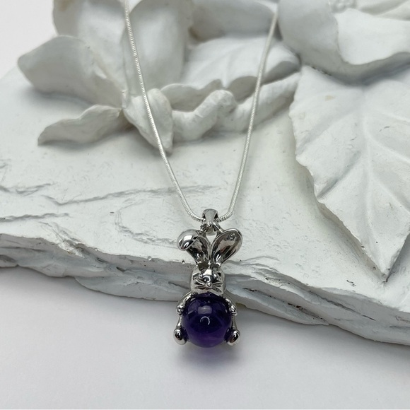AMETHYST Belly Bunny Necklace - Picture 2 of 10